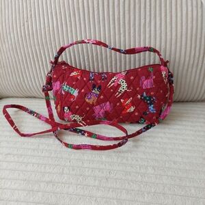 Vera Bradley Outlet Mini Slouchy Crossbody bag in the Holiday Hounds pattern